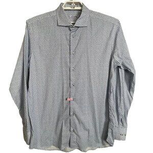 Nienteaffatto Napoli Men's XL Button Up Long Sleeve Blue Turquoise Floral Shirt